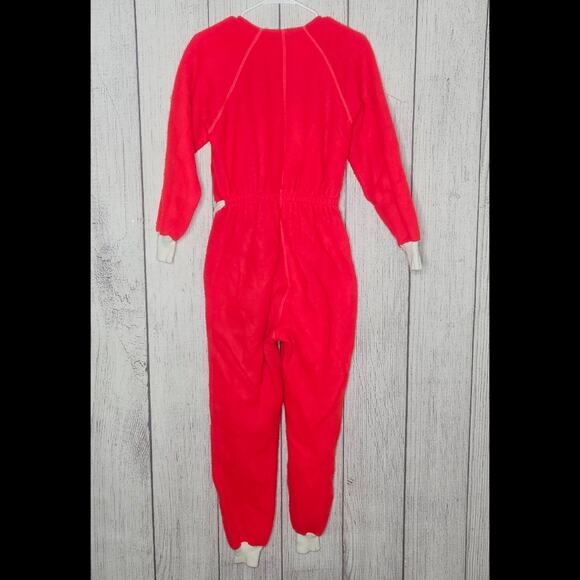 Vintage 60s Dayglo Red Adult One Piece Pajamas by Bunny Sleeper - Picture 2 of 5